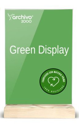 Archivo 2000 Expositor De Sobremesa Sostenible Doble Cara A6 Vertical Metacrilato Con Base De Madera