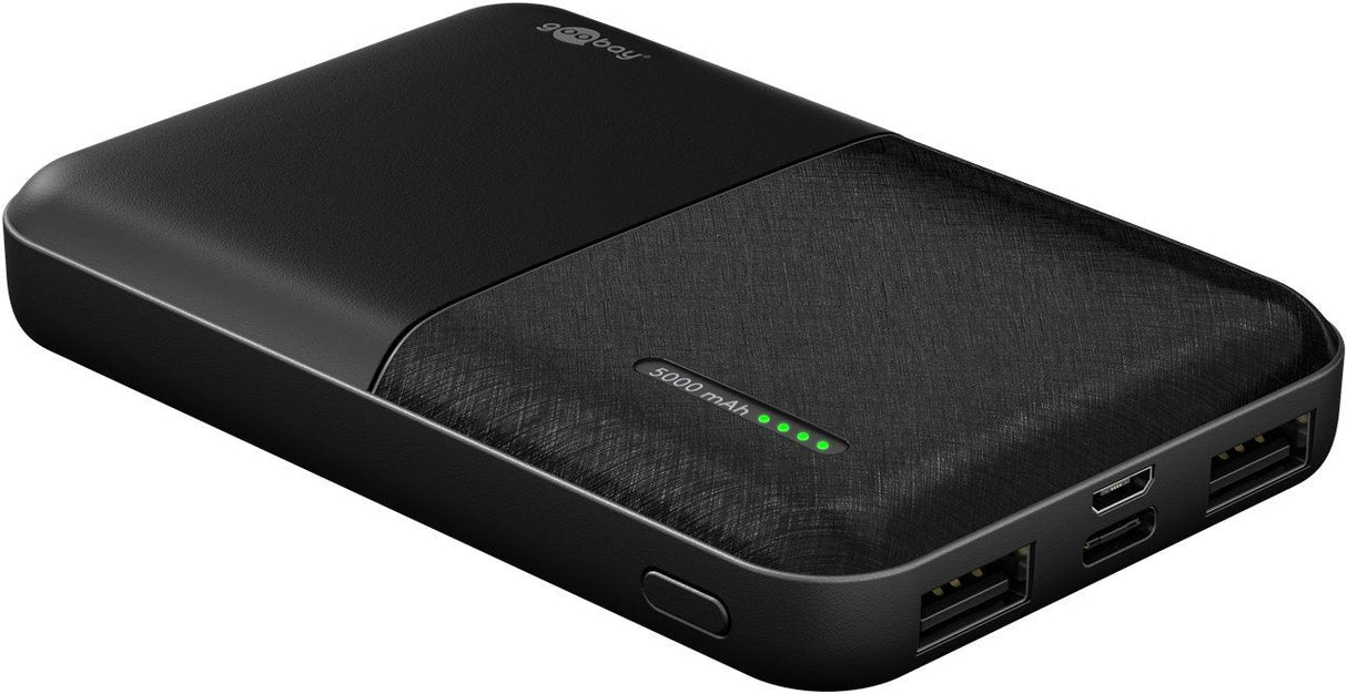 Goobay Power Bank Compacto 5.000 Mah Negro, 5 Ah, 2x Usb-A, 1x Usb-C 64961