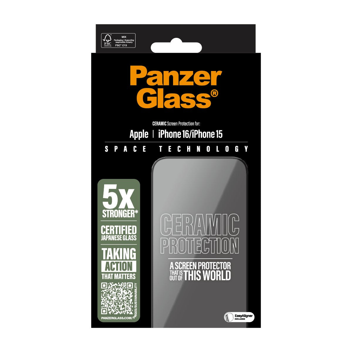 EAN 5715685002298 - PanzerGlass ® Ceramic Screen Protector iPhone 16 | 15 | Ultra-Wide Fit w. EasyAligner Protector de pantal imagen 3