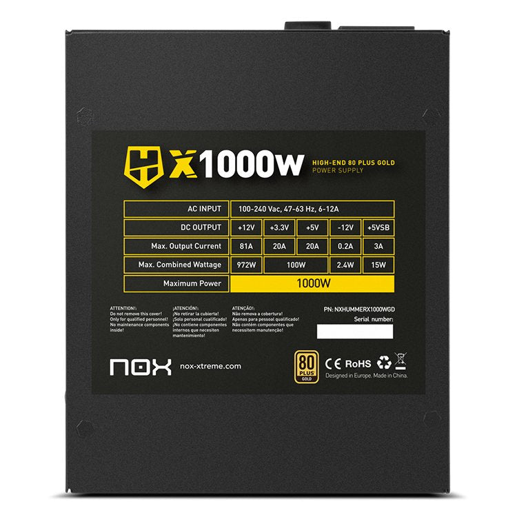 EAN 8436587972140 - NOX HUMMER X 1000W PLUS GOLD unidad de fuente de alimentación 24-pin ATX Negro imagen 6
