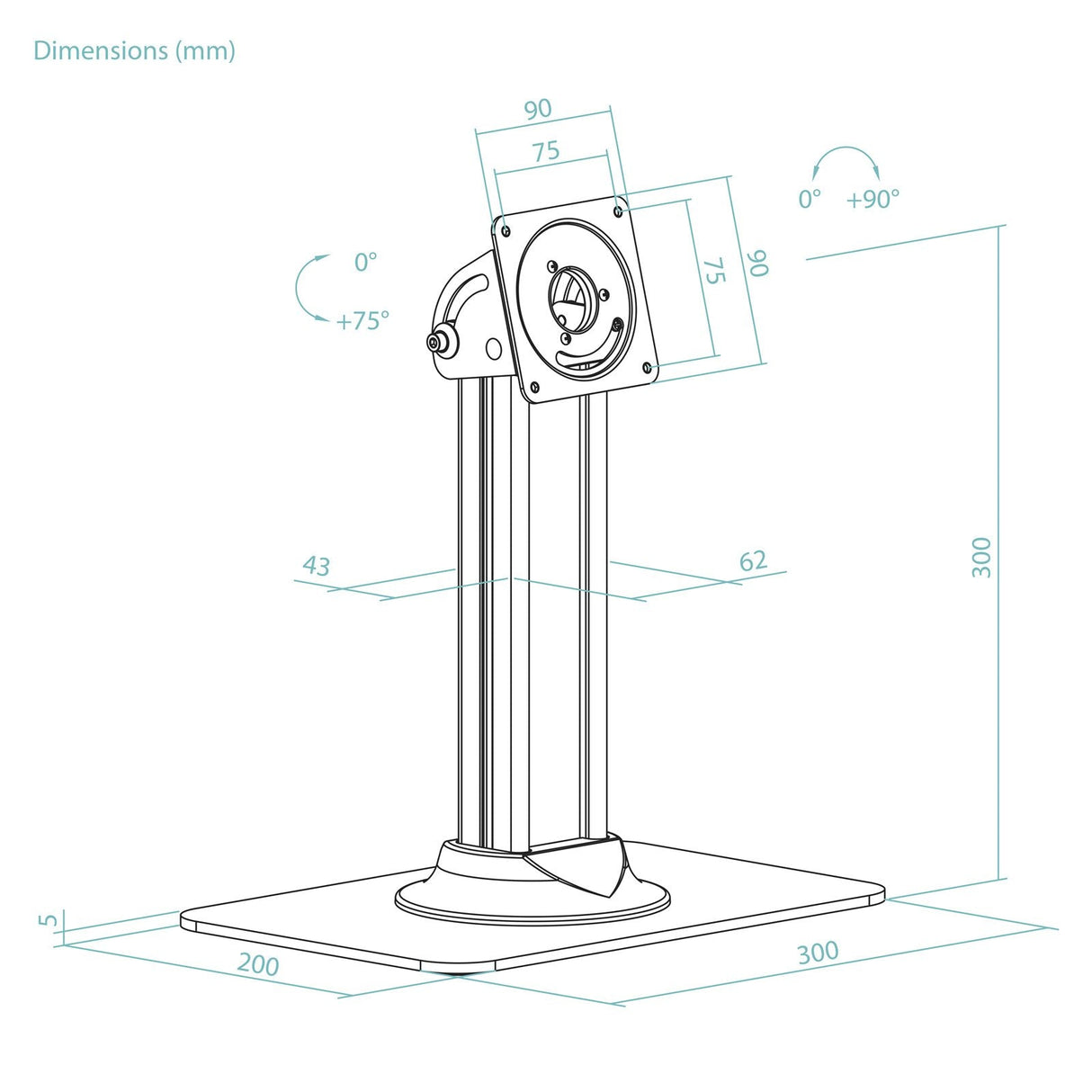Soporte De Mesa Para Marco Antirrobo De Tablet Tooq Tqatc2601-B Negro
