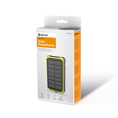 Denver Powerbank Solar Pso-10012 10000mah + Hand Crank Dynamo