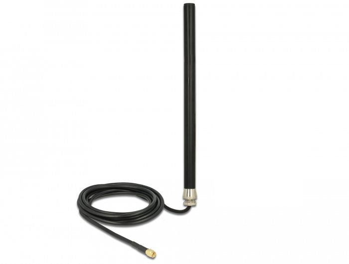 Delock 89529 Lte Umts Gsm Antena Sma Macho 3 Dbi Omnidireccional Fijo Con Cable De Conexión (Rg-58, 3 M) Montaje En Pared Negro Al Aire Libre