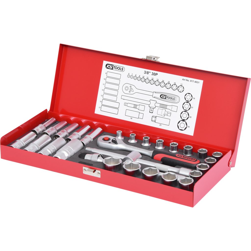 Ks Tools Knarre - 30 Uds. - 3/8" - In Maletín