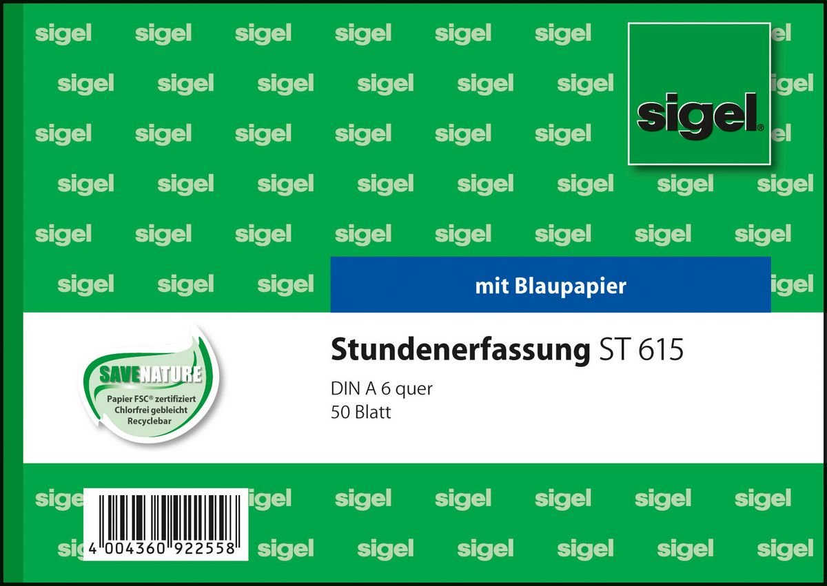 Sigel Zeiterfassungsformular - 50 Hoja - A6 (105 X 148 Mm)