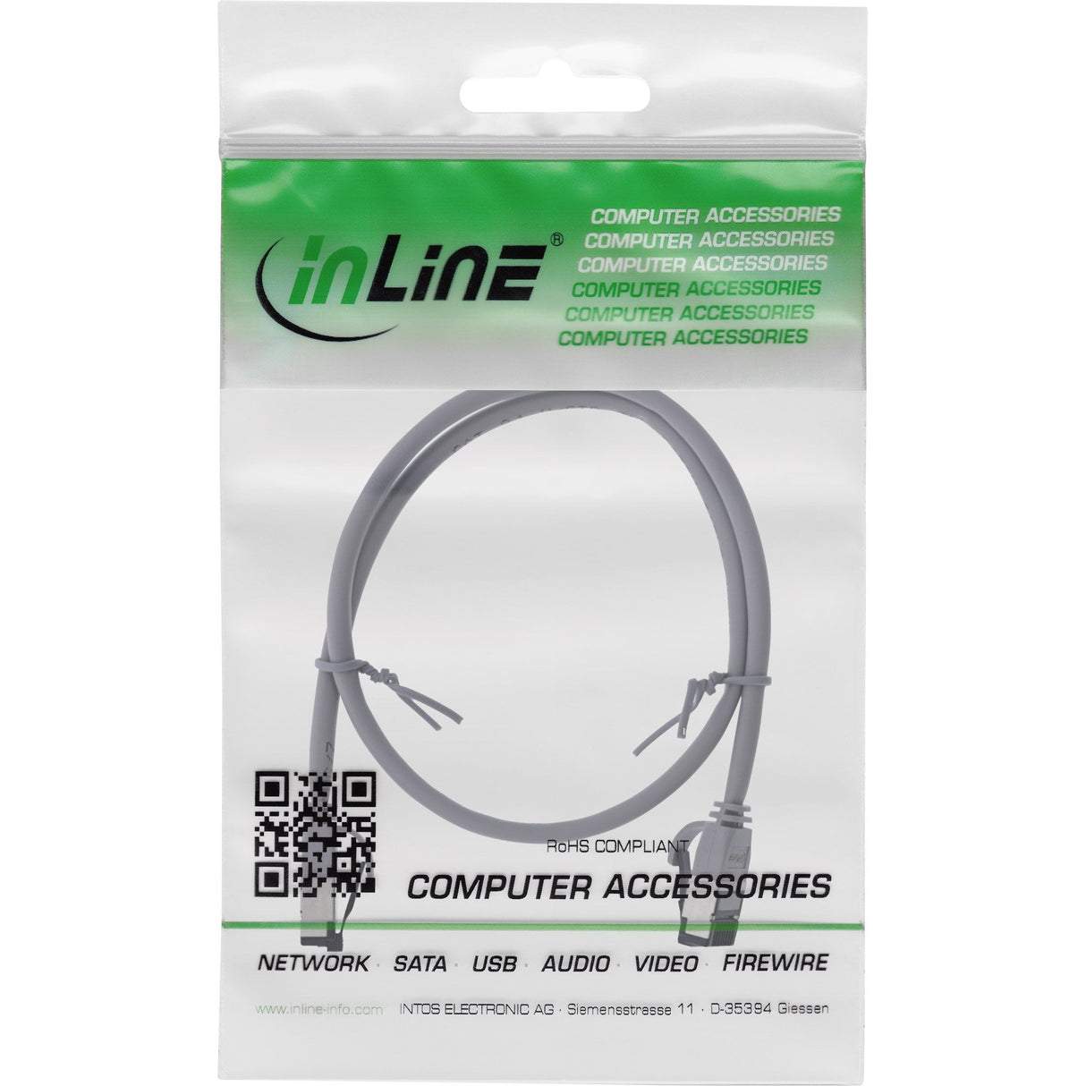 Inline® Cable De Red Slim, U/Ftp, Cat.8.1, Tpe Halogen-Free, Gris 0.3m