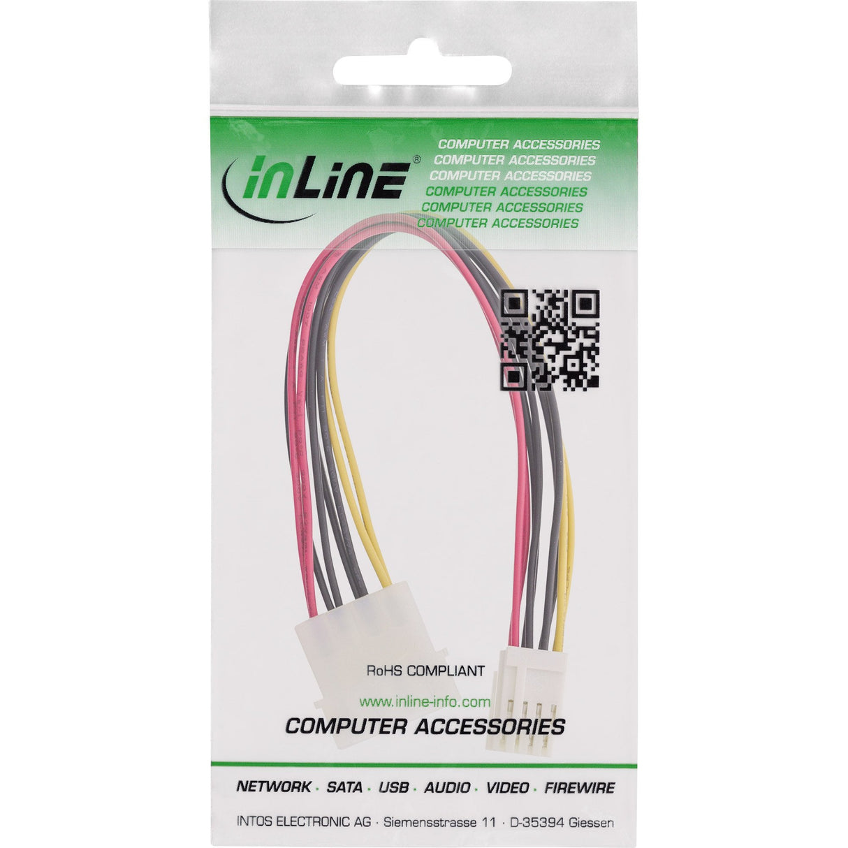 Cable Y De Alimentación Interna Inline 1 Molex De 5,25" A 2 Disquetes De 3,5" De 0,2 M