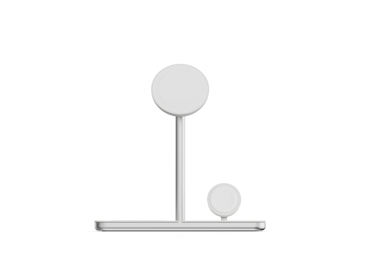 Soporte Base De Carga Inalambrico 3en1 Magsafe Plata Linq Carga Magnética Qi2/ Certificación Mfi Para Apple Watch