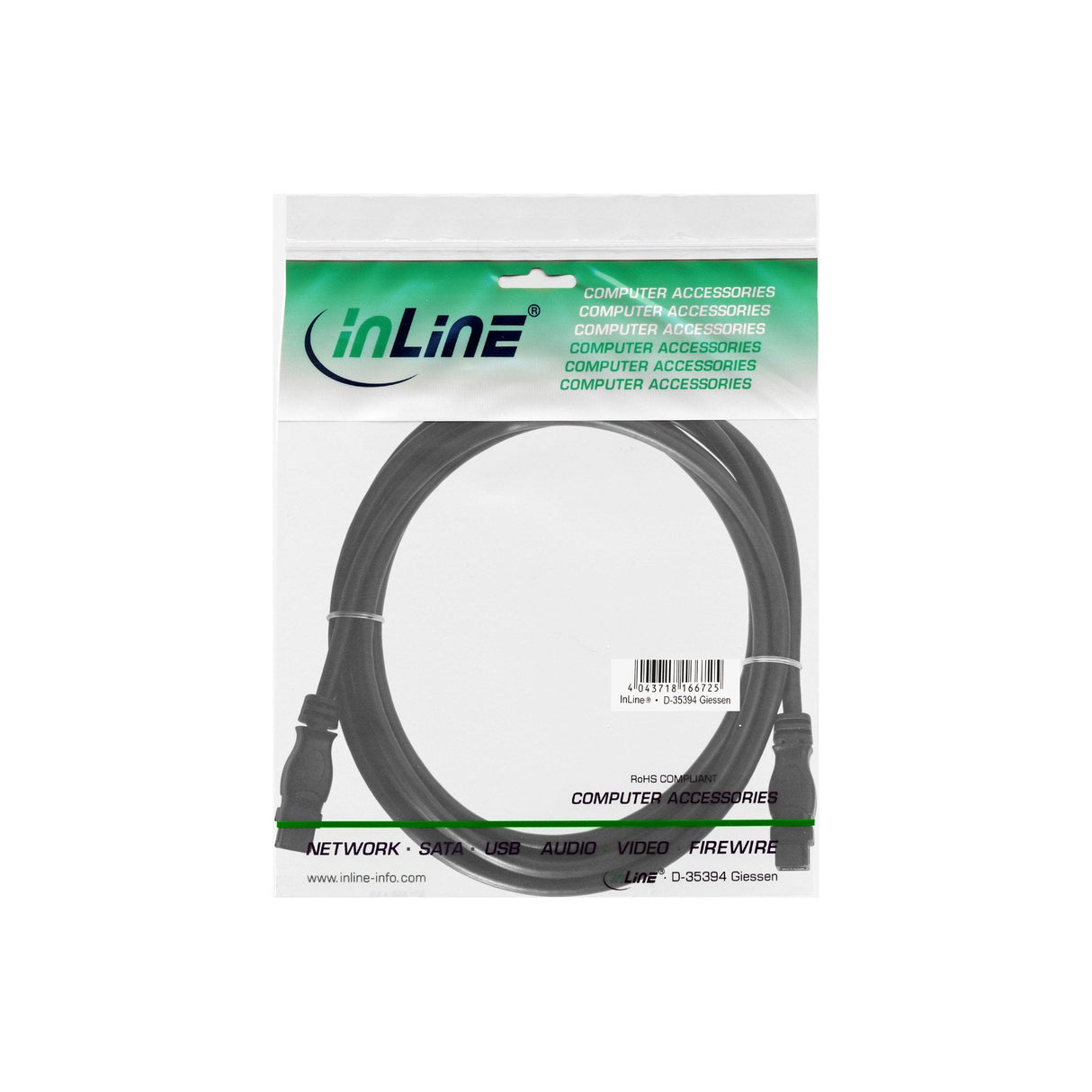 Inline Firewire 800 1394b Cable De 9 Pines Macho A Macho De 3 M