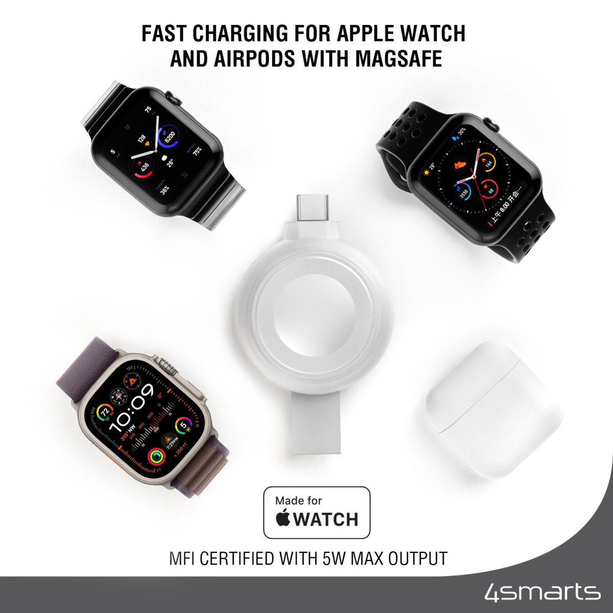 4smarts Mfi Fast Charger Para Apple Watch Plata