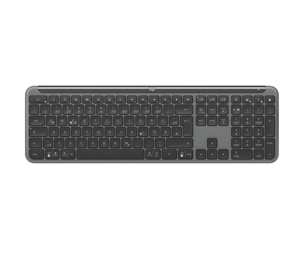 Teclado Alemán Logitech K950 Signature Slim Rf Wireless + Bluetooth Qwertz Grafito