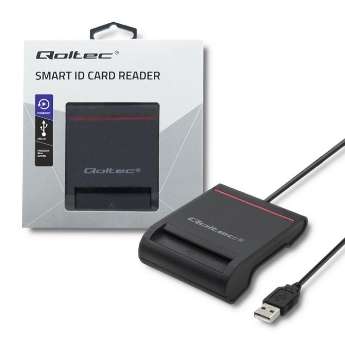 Lector De Tarjetas Externo Qoltec 50642 Smart Chip Id Card Scanner Usb 2.0 Plug&Play Lector De Tarjeta Magnética Usb Negro