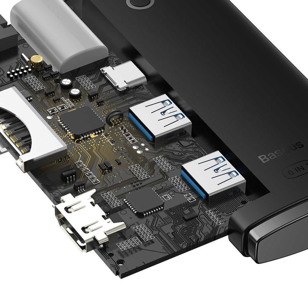 EAN 6932172606329 - Baseus WKQX050001 hub de interfaz USB Tipo C 5000 Mbit/s Negro imagen 5