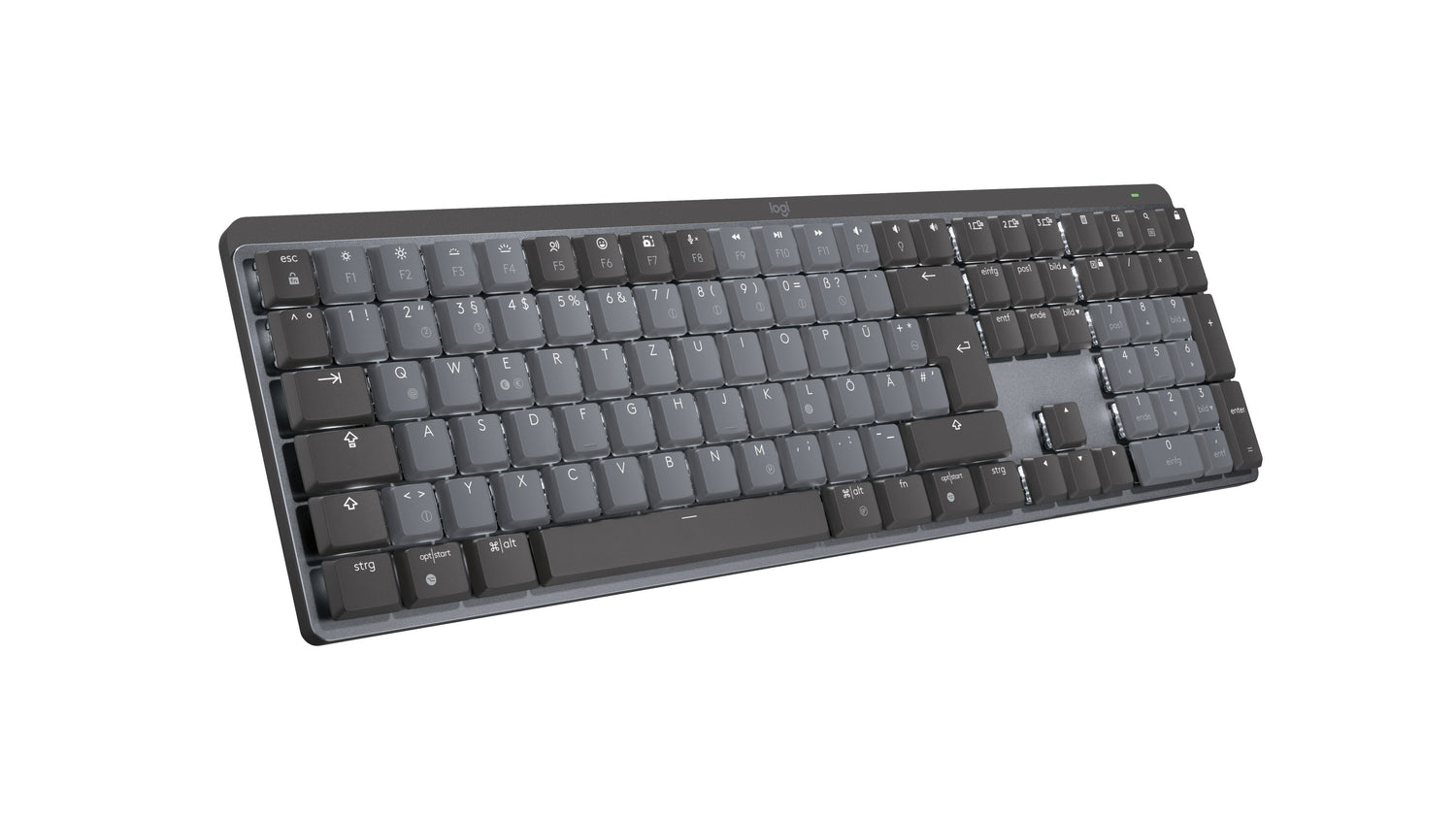 Teclado Alemán Logitech Mx Mechanical Rf Wireless + Bluetooth Qwertz Grafito, Gris