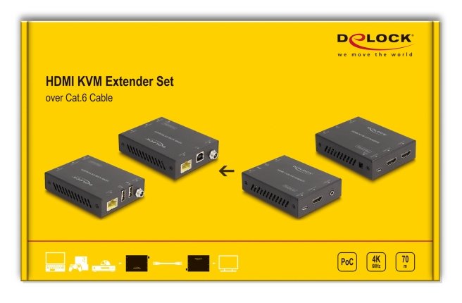 Delock 65957 Juego De Extensor Kvm Hdmi Sobre Cable Cat.6 4k 60 Hz 70 M