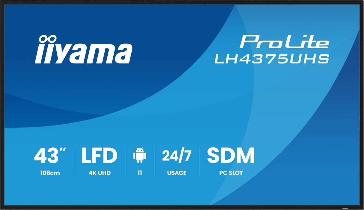 Iiyama 108cm (42,5") Lh4375uhs-B2ag 16:9 2xhdmi+3xdp+2xusb