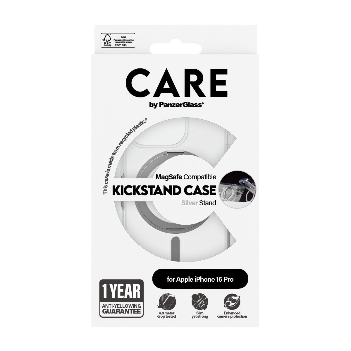 EAN 5715685003882 - PanzerGlass CARE™ by ® Case Transparent w. Silver Kickstand & MagSafe iPhone 16 Pro funda para teléfono m imagen 3