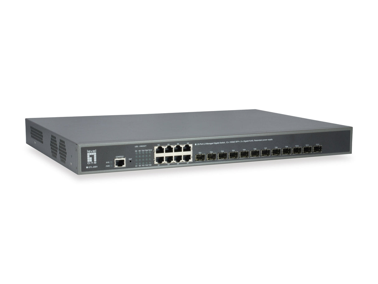 Levelone Switch 8x Ge Gtl-2091 12xgsfp 19"