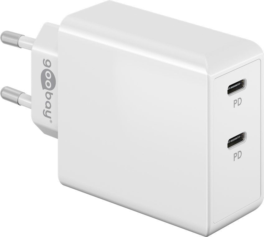 Goobay 61758 Cargador Rápido Dual Usb-C Pd (36 W), Blanco