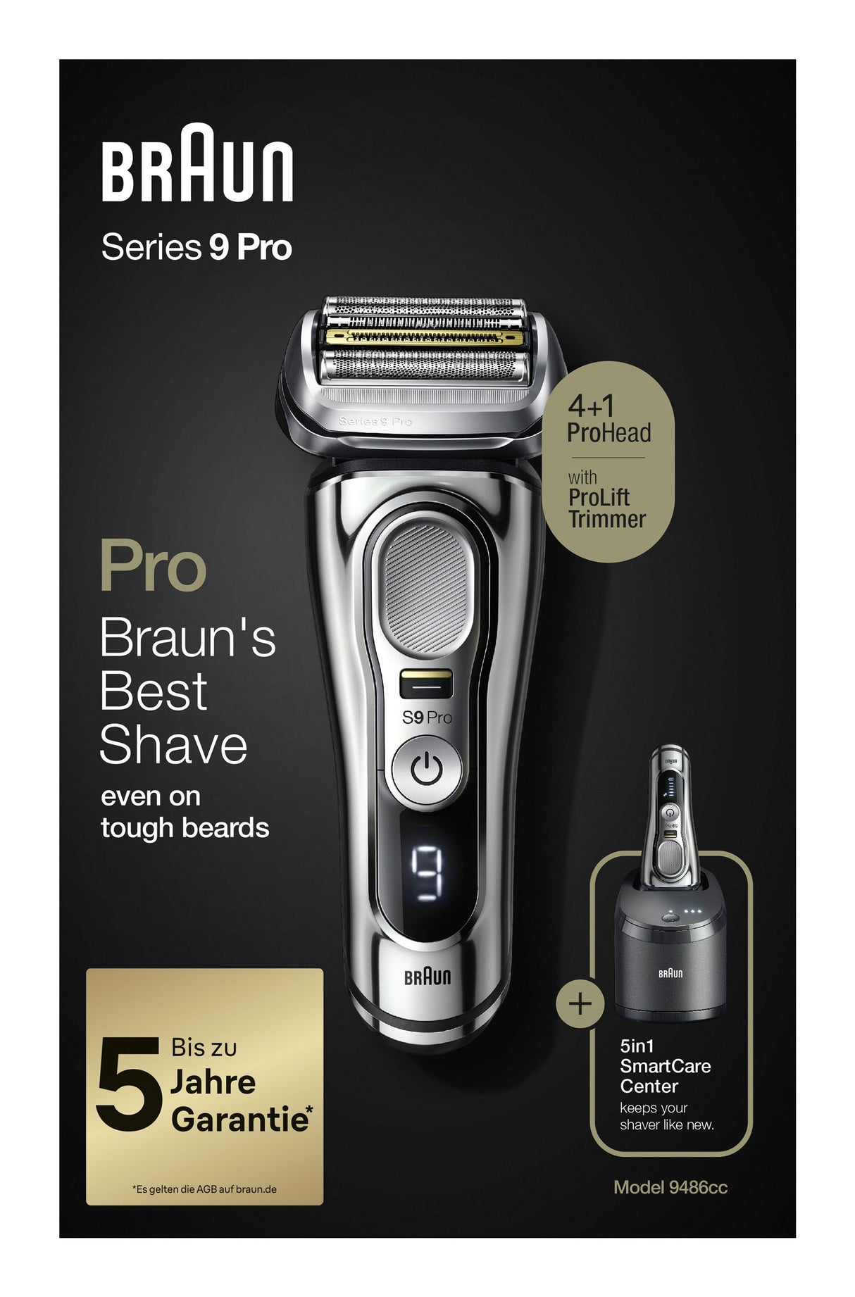 EAN 8700216050197 - Braun Series 9 9486cc Máquina de afeitar de láminas Recortadora Cromo imagen 5