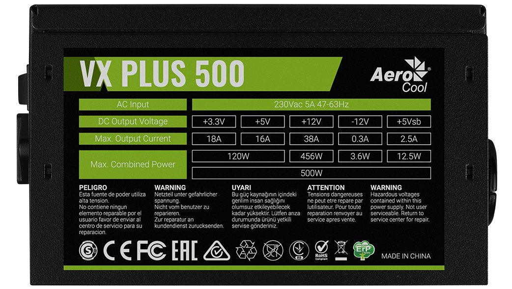 EAN 4718009159341 - Aerocool VX Plus 500 unidad de fuente de alimentación 500 W 20+4 pin ATX ATX Negro imagen 5