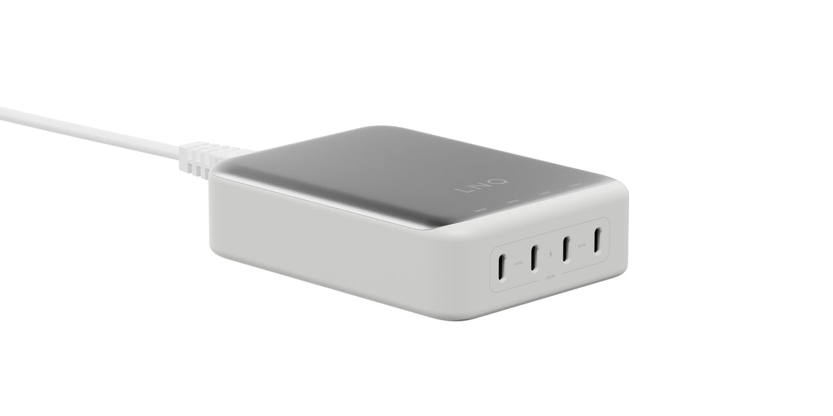 Cargador Escritorio 4xusb-C 240w Gan2 Plata Linq Hasta 240w/ 4xusb-C Pd/ 140w Máximo Por Puerto