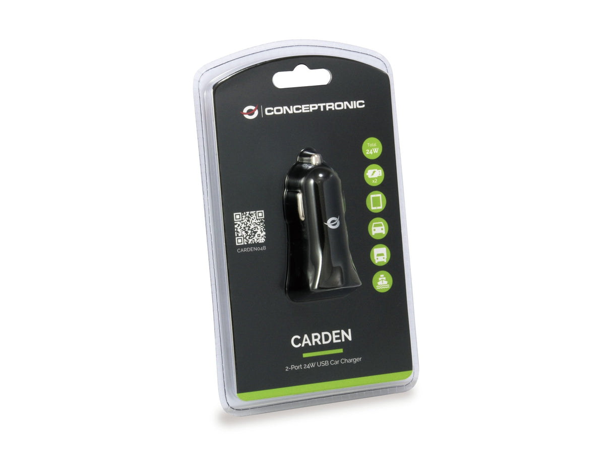 Cargador Coche Conceptronic Carden04b 2puertos Usb A  4.8a  24w