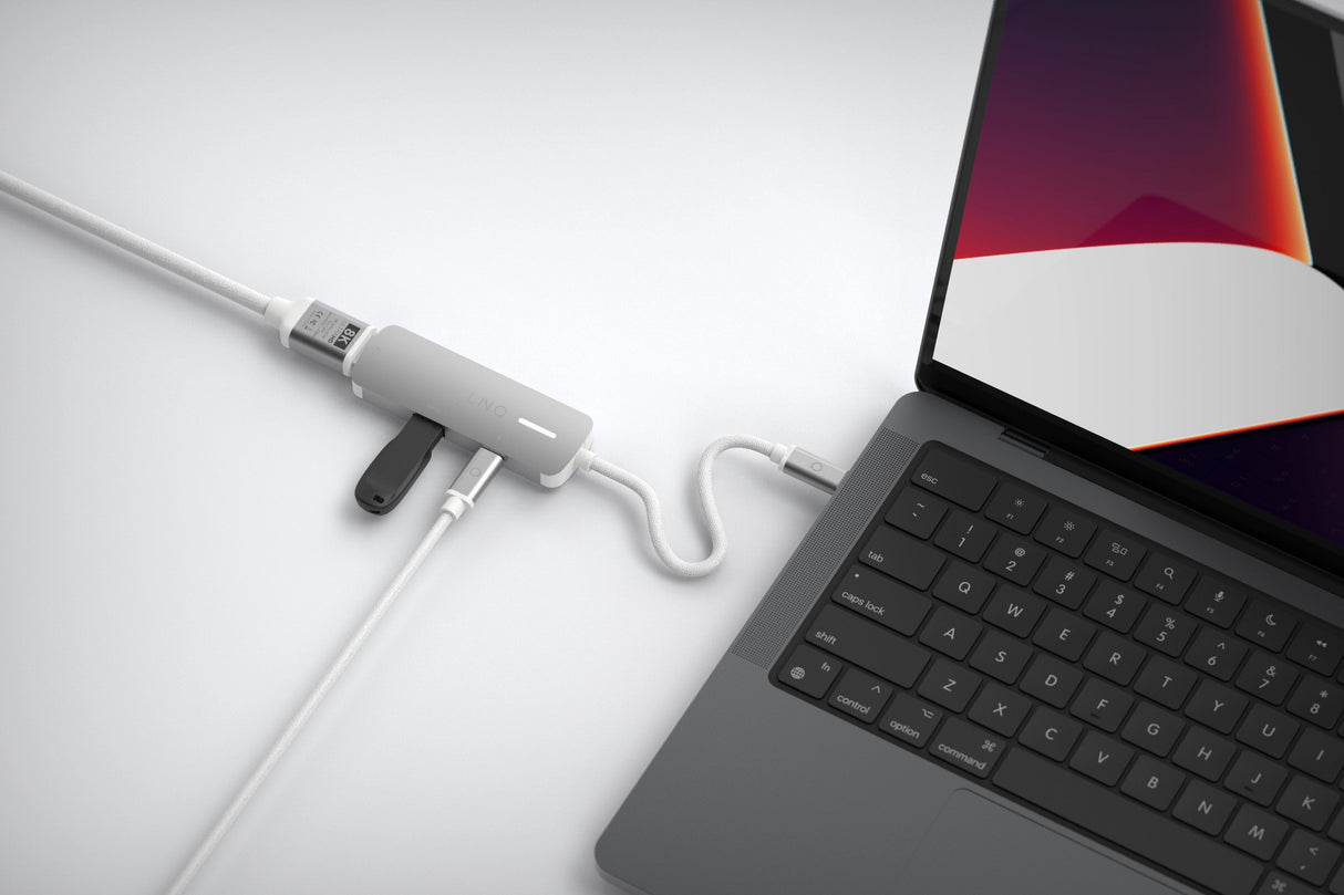 Adaptador 3 Puertos Usb-C Gris Linq Usb-C/ 1xusb3.2, 1xhdmi, 1xusb-C Pd Hasta 140w