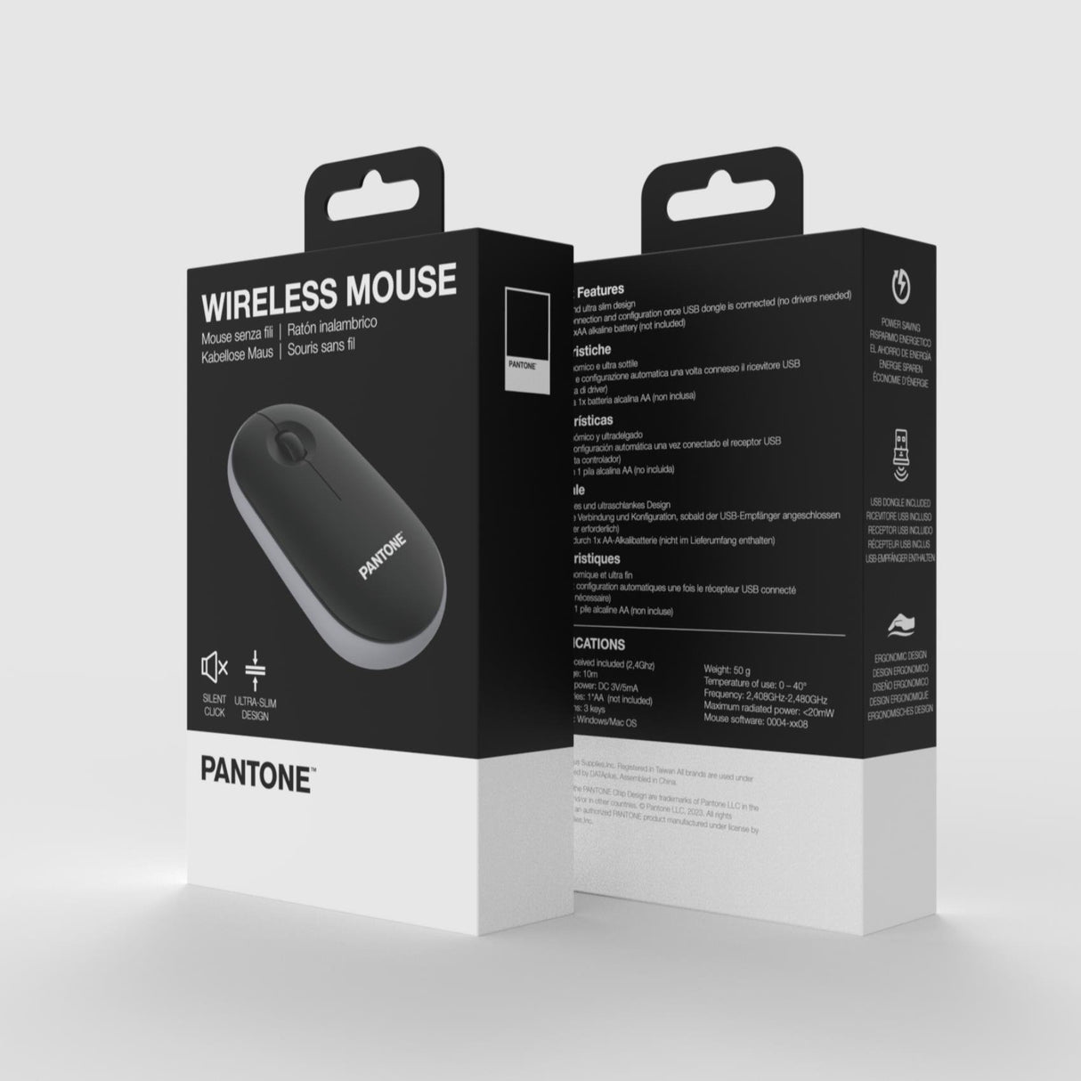EAN 4713213369937 - Pantone PT-MS001BK ratón Oficina mano derecha 1200 DPI imagen 2