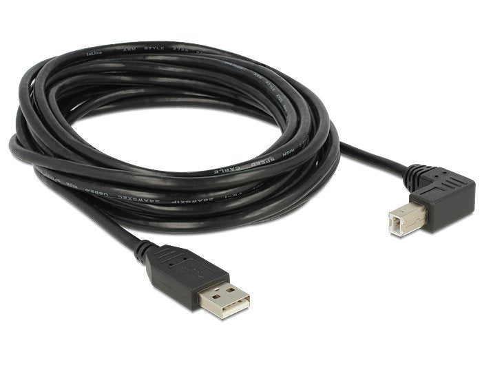 Cable Delock Usb 2.0 Typ-A Stecker > Usb 2.0 Typ-B Stecker Gewinkelt 5m Schwarz