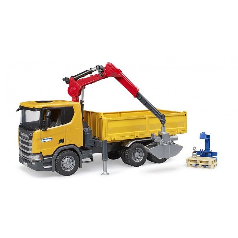 Bruder Scania Super 560r Camión De Obra Con Grúa Y 2 Palés, Modelo De Vehículo 3551