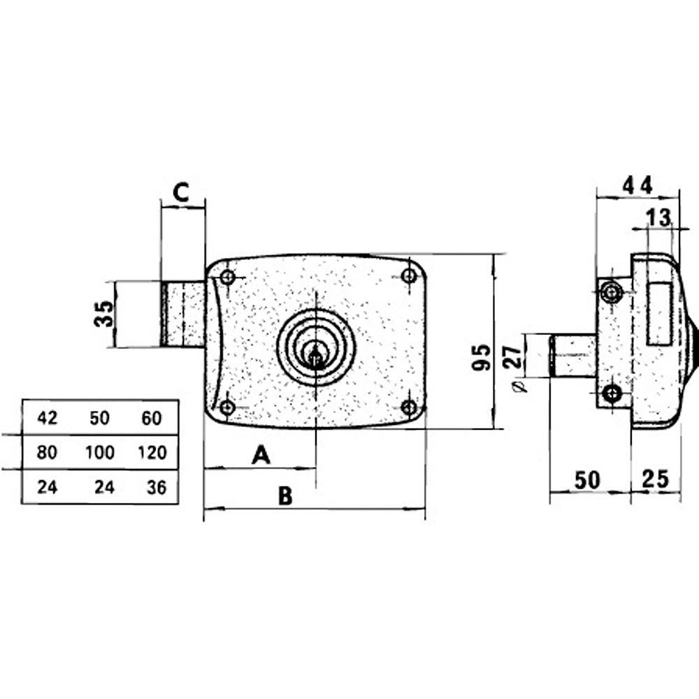 Cerradura Sobreponer Con Cilindro 5125a Entrada 100mm. Mano Izquierda 95125ahe10i Lince