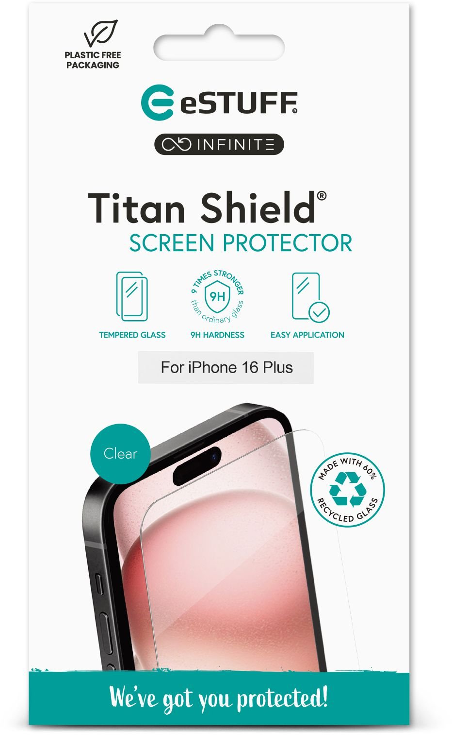 Infinite Apple Iphone 16 Plus Clear Glass Titan Shield.