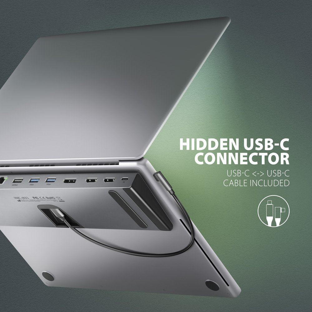 Axagon Hmc-4kx3 Usb 3.0 Hub, Minidp + 2x Hdmi, Lan, Pd, 3x Usb-A, Sd-Kartenleser, Audio