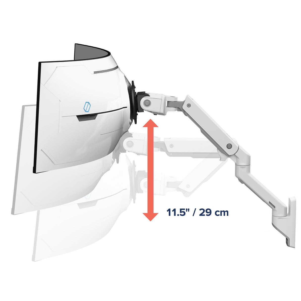 Brazo Para Monitor Ergotron Hx Con Articulación Vhd, Montaje En Pared Blanco, Para Monitores Curvos 1000 R 45-694-216