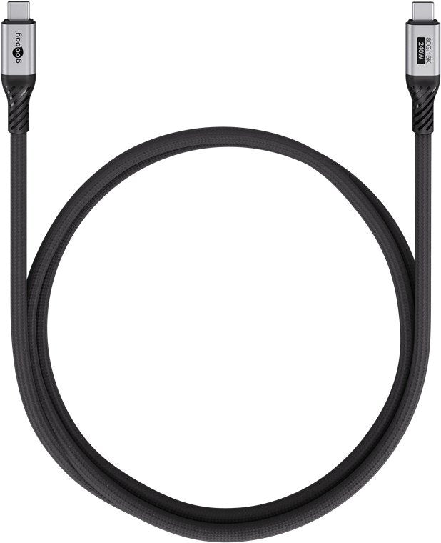 Cable De 1,50m Usb 4 G3x2 80gbps Pd240w Usb-C Macho A Usb-C Macho Negro Video 16k@60hz Datos Y Carga