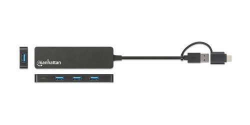 EAN 0766623180863 - Manhattan 180863 hub de interfaz USB 3.2 Gen 1 (3.1 Gen 1) Type-A + Type-C 5000 Mbit/s Negro imagen 2