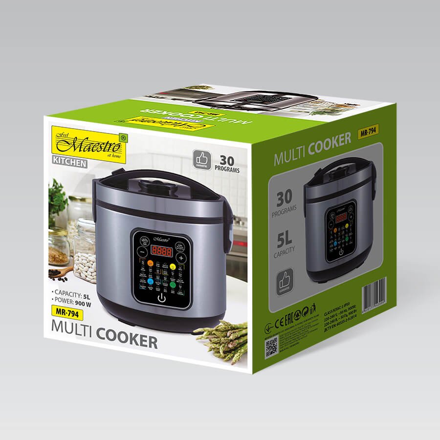 EAN 4820177143999 - Maestro MR-794 olla multi-cocción 5 L 900 W Negro, Acero satinado imagen 4