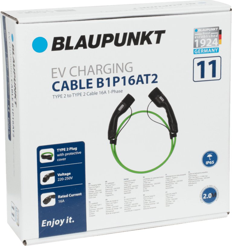 Blaupunkt Ladekabel E-Auto 16a/1phase/Typ1->2/2m