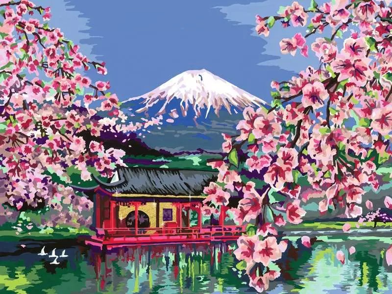 Edición De Lienzo De Ravensburger Creart - Blossom De Cereza Japonés, Pintura 23914