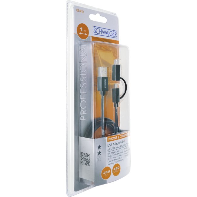 Cable Multiadaptador Usb 3.1 Schwaiger Usb 3.1 C 1m, Sw
