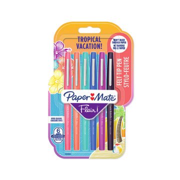 Bolígrafo Paper Mate Flair 1x6 Vacaciones Tropicales M 0,7 Mm
