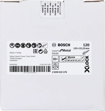 Bosch Disco De Fibra X-Lock R444 Expert For Metal, 125 Mm, Disco Abrasivo 2608619176