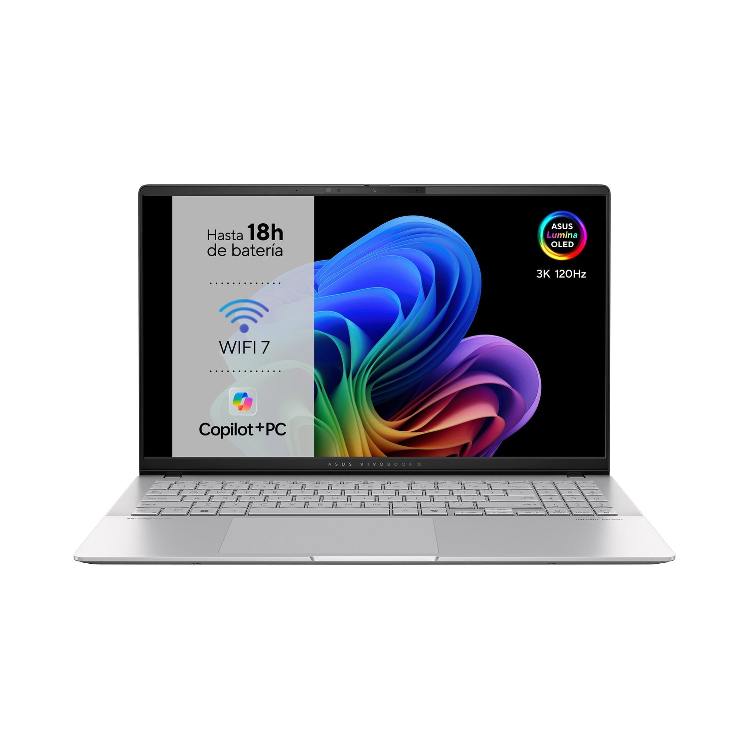 Asus Vivobook S 15 Oled S5507qa-Ma006w Copilot+ Pc - Ordenador Portátil 15.6" Wide Quad Hd+ 120hz (Qualcomm Snapdragon X1e78100, 16gb Ram, 1tb Ssd, Adreno Gpu, Windows 11 Home) Plata Fría - Teclado Qwerty Español