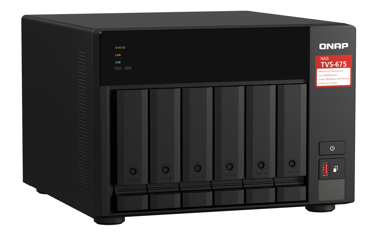 EAN 4713213519387 - QNAP TVS-675 NAS Torre ZhaoXin KaiXian KX-6000 KX-U6580 8 GB DDR4 0 TB QuTS hero Negro imagen 3