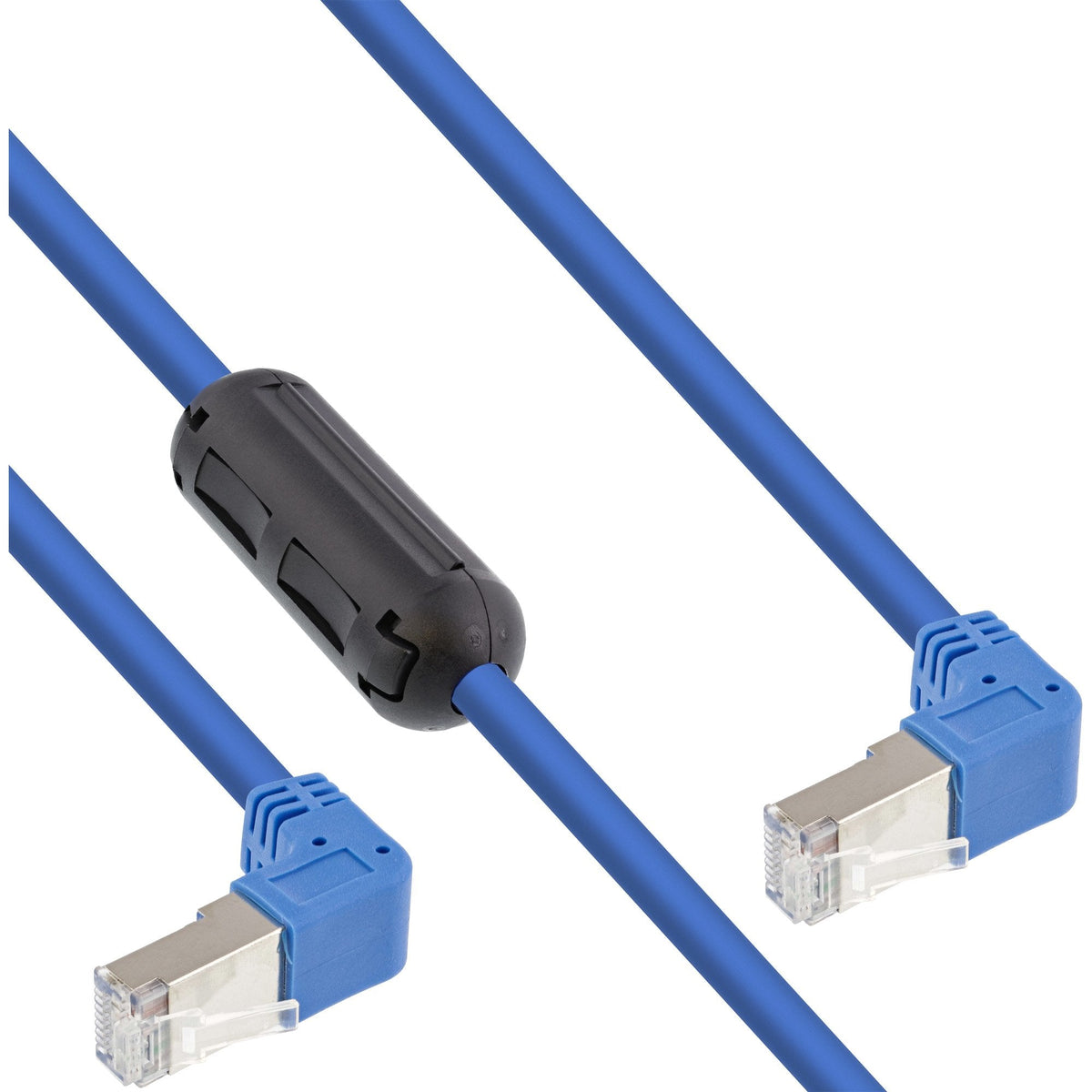 Cable De Red Inline En Ángulo De Dos Lados Hacia Abajo, S/Ftp (Pimf), Cat.6, 250 Mhz, Pvc, Cobre, Azul, 1,6 M