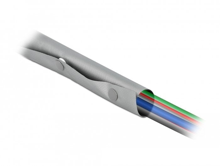 Delock Cableschutzschlauch Mit Knopfverschluss Hitzebeständig 2 M X 20 Mm Grau Schwarz