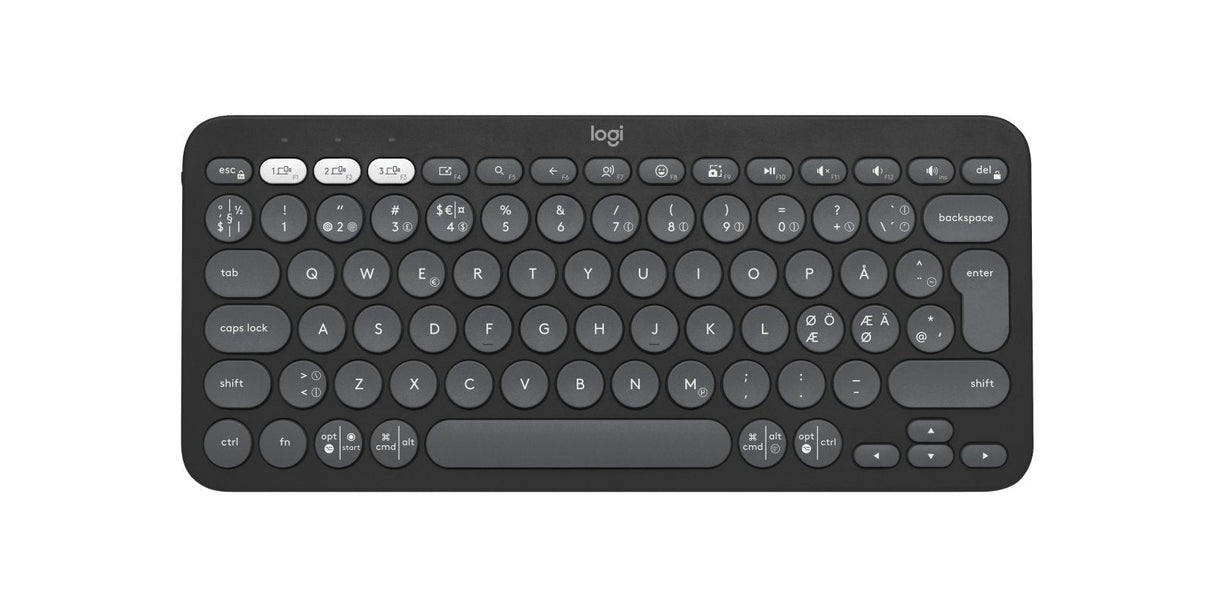 Teclado Danés Logitech Pebble Keys 2 K380s Rf Wireless + Bluetooth Qwerty , Finlandés, Noruego, Sueco Grafito