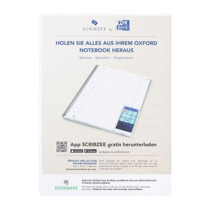 Oxford Collegeblock A4+220x295mm 80 Bl. Kariert Rand Blanco R