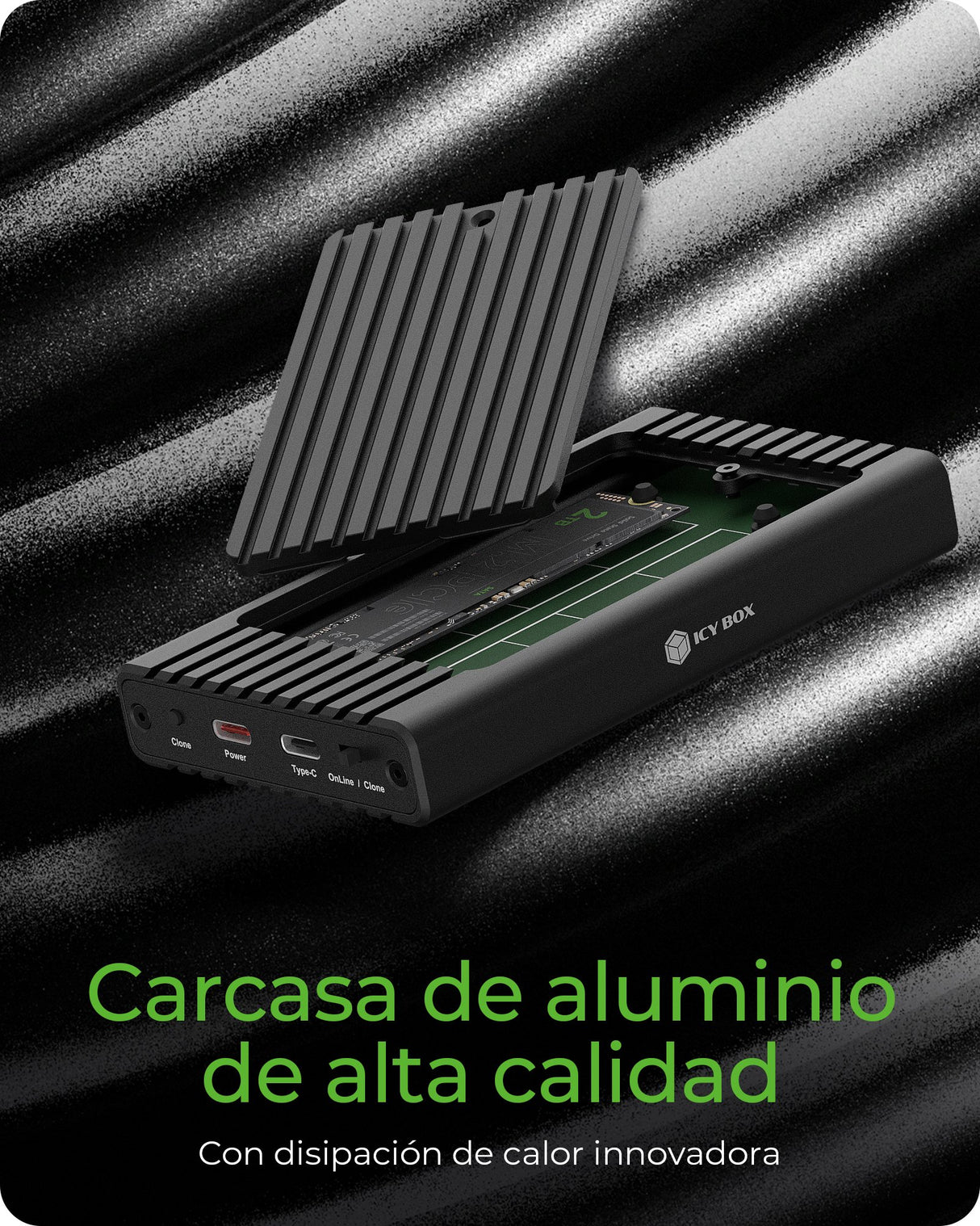EAN 4250078173601 - ICY BOX IB-2817MCL-C31 Caja externa para unidad de estado sólido (SSD) Negro M.2 USB con suministro de co imagen 9